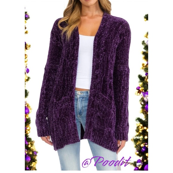 Beautiful purple open front cardigan S/M M/L combo size - Picture 2 of 8